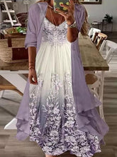 Vestido falso de dos piezas con tirantes estampados